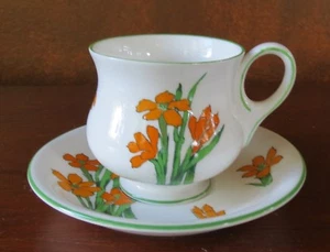 Crown Staffordshire Devon Smooth Green Trim Demitasse Cup & Saucer Set(s) - Picture 1 of 9