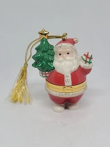 Lenox China Treasures Porcelana Papá Noel con Árbol Baratija Caja Adorno 3" - Imagen 1 de 9