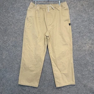 Stussy Brushed Beach Pants Men XL Chino Khaki Short Inseam Drawstring Skate Twil - Picture 1 of 16