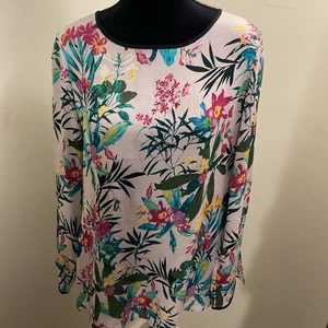 Doncaster Collection Multicolor Floral Blouse  100% Silk Womens Size 12 - Picture 1 of 10