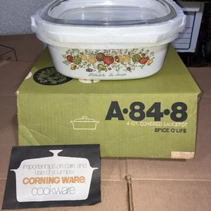 Vintage 1970’s Corning Ware 4 QT Spice O' Life A-84-8 Covered Saucepot NEW - Picture 1 of 7