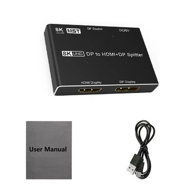 DisplayPort Splitter 8K DP to DP+HDMI Splitter 8K30Hz 4K120Hz MST SST HDR 4:4:4 - Image 1 of 4