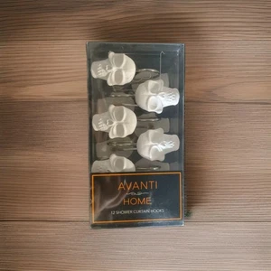 Set 12 Nuevos GANCHOS PARA CORTINA DE DUCHA HALLOWEEN CALAVERA BLANCA GÓTICA - Imagen 1 de 3