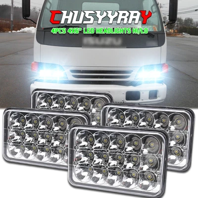Newest Upgrade for Isuzu NPR 91-05 Truck 4PC DOT 4x6 inch LED Headlights H4 - Image 1 of 4