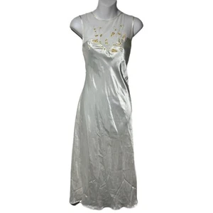 Camicia da notte vintage bianca raso Val Mode Lingerie maxi slip abito L paillettes Y2K - Foto 1 di 11