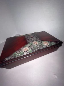 Schmuckkästchen Schmuckaufbewahrung Retro Vintage-Look 9x5x2,5" Klappdeckel gefüttert - Bild 1 von 11