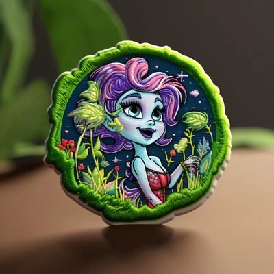 Fairy Stoner Patch Iron-on Applique Clothing Hippie Boho Herbal Medicine Fantasy - Image 1 of 4