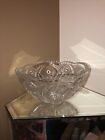 Equisite vintage heavy crystal cut glass round bowl. Glass approx : 1/2” thick.