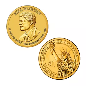 President Bill Clinton Colorized Collectible $1 Coin - 42nd U.S. President - Picture 1 of 1
