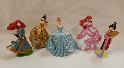 Lote de 5 figuras brillantes de princesas Disney de 4" adornos para pasteles Ariel Belle Mulan Foto 1 de 4