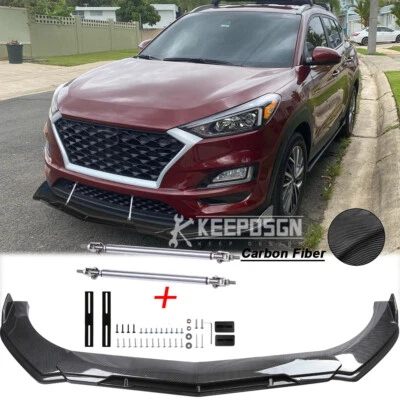 Kit de carrocería divisor de labios de parachoques delantero de fibra de carbono varilla de puntal para Hyundai Tucson KDM Foto 1 de 4