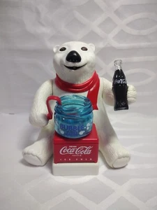 Vintage 1996 Coca-Cola Bubble Blowing Polar Bear By Kurt Adler No Box W/Jar - Picture 1 of 7