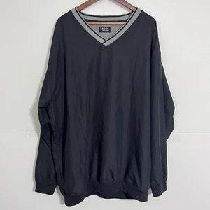 Izod Mens Perform X Windbreaker Jacket Size XLt Black Fleece V-Neck Pullover - Picture 1 of 7