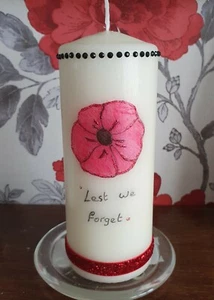 Decoupage Hand Decorated Pillar Candle Gift - Picture 1 of 1