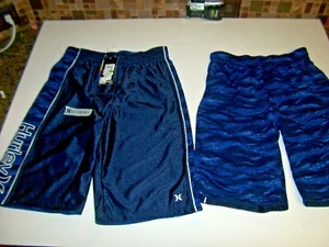 NEW Hurley Medium M boys youth long elastic waist shorts walking reversible blue - Picture 1 of 5