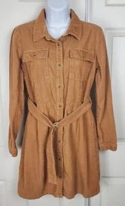 MISS SELFRIDGE Brown Camel Tan Corduroy Cord Coatdress Dress Size 6 with Belt - Picture 1 of 5