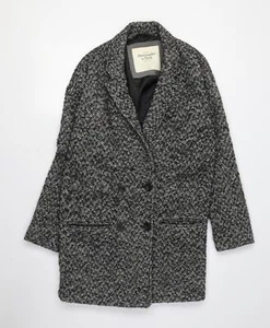 Abercrombie & Fitch Women's Black Tweed Overcoat M - Picture 1 of 12