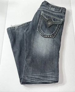Pepe Jeans Boys Jeans 14 28x28.5 Dark Wash Denim Leather Trim Studded Distressed - Picture 1 of 9