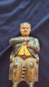 1873 Tammany Bankmann sitzend auf Stuhl mechanische Bank Gusseisenwerk - Bild 1 von 8