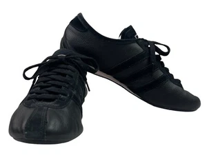 ADIDAS Shoes Sneakers Okapi Flats All Black Leather Lace-ups 2009 EC Size US 9 - Picture 1 of 12