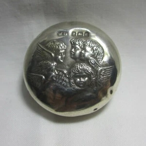 Antique Edwardian Cherubs To Sterling Silver Top Hornail Cut Glass Jar 1905 - Picture 1 of 9
