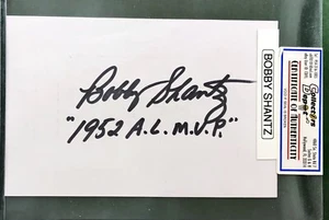 BOBBY SHANTZ BASEBALL AUTOGRAPH INDEX CARD WITH CERTIFICATE OF AUTHENTICITY - Picture 1 of 1