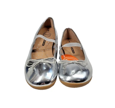Wonder Nation Girls Silver Ballet Flats Shoes Size 4 Mary Jane Strap Dressy - Image 1 of 4