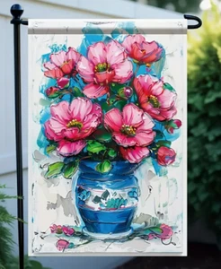GARDEN FLAG- Flowers in Vase Garden Flag, 12x18 Inch, Double-Sided, Florals - Picture 1 of 4