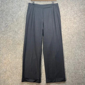Poetry Trousers Womens W33 L31 Black Wool Straight Dress Pants Pleated Smart - Picture 1 of 7
