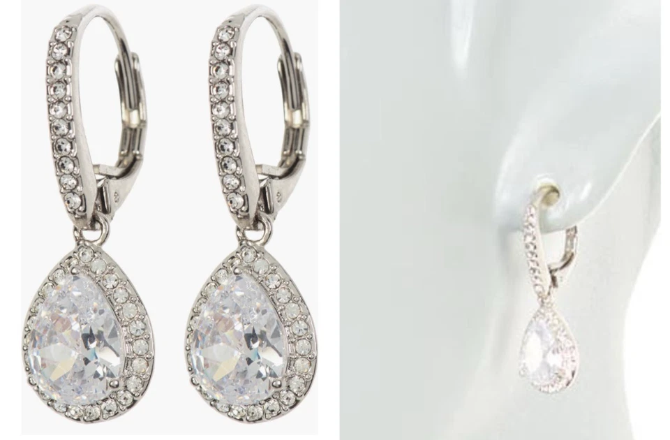 Pendientes con pavé de circonitas cúbicas gota de pera Nadri, tono dorado, nuevos con etiquetas $45 Foto 1 de 1