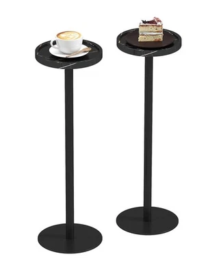 Drink Table Set of 2, Small Pedestal Side Table, Round Cocktail Table, End Ta... - Image 1 of 4