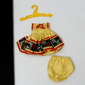 VOGUE YELLOW AZTEC PRINT  DRESS PANTIES  8"  GINNY  DOLL CLOTHES TAG 1950'S - Picture 1 of 3