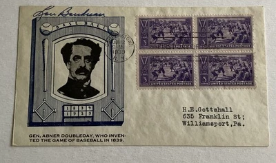 Cubierta artesanal firmada por Lou Boudreau Craft Cachet Heyl 855-6 del centenario de béisbol 1939 Foto 1 de 4