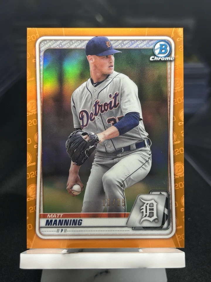 2020 Bowman Prospects Orange Foil /25 Matt Manning Detroit Tigers #BCP-229 - Image 1 of 3