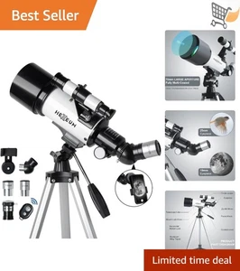 Kids & Adult Telescope 70mm Aperture 500mm Focal Altazimuth Mount Portable - Picture 1 of 9