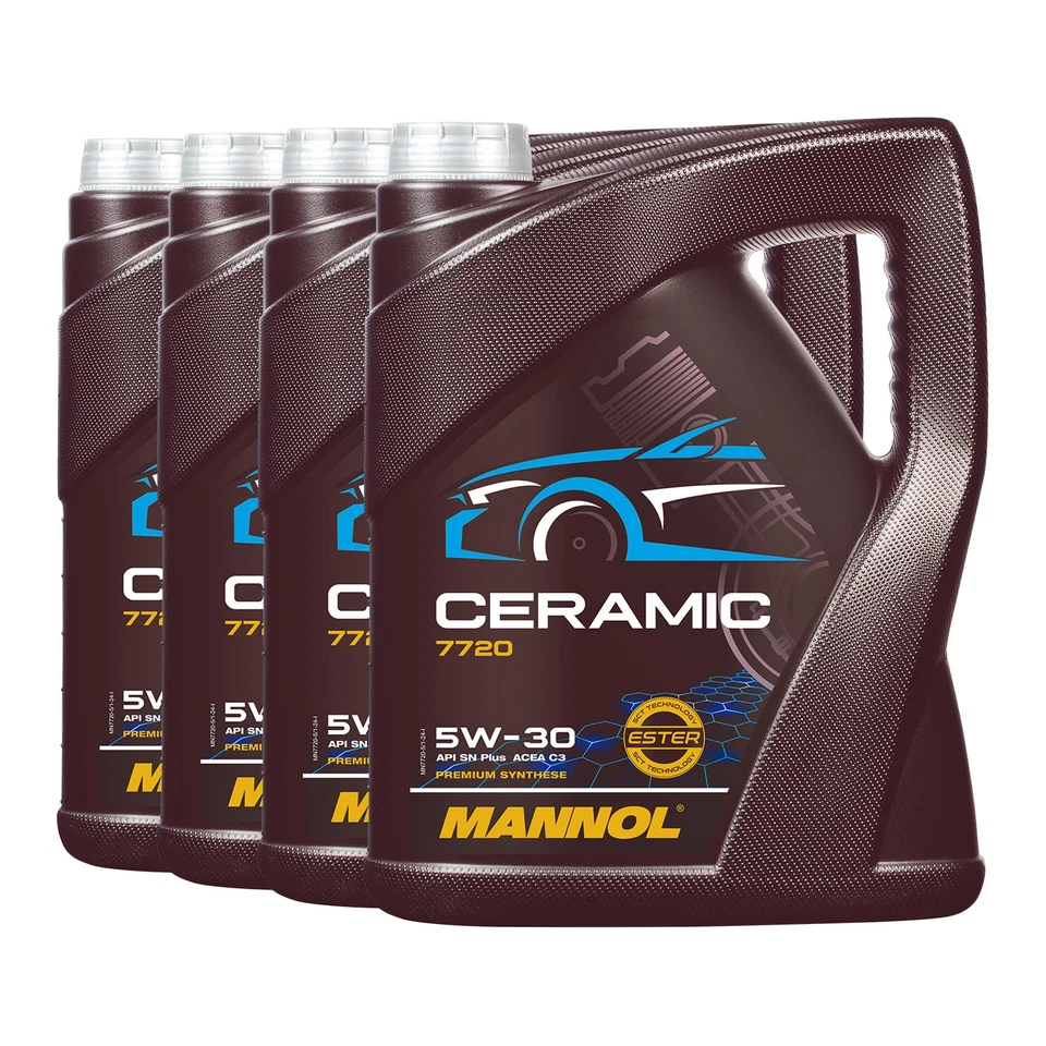 Aceite de motor MANNOL 7720 CERAMIC SAE 5W-30 ACEA C3, VW 50501, BMW LL-04, 4x5 litros