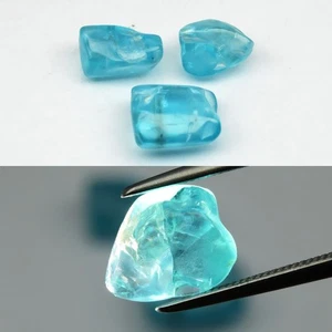 💎 10.88ct 3pcs Lot Rough Natural Blue Apatite - Unheated, Africa Gems - Picture 1 of 6