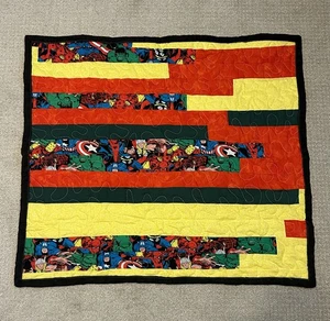 Homemade Marvel Super Hero’s Toddler Bed Quilt Throw Blank 29” x 33” New - Picture 1 of 12