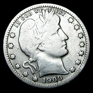 1909-O Barber Quarter Silver ---- Nice Details Rare Coin ---- #GG069