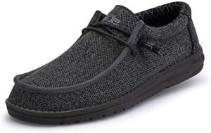 BRAND NEW Original Hey Dude Men's Wally Sox Loafer Shoes - Micro Total Black