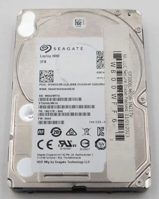 Seagate ST3000LM016 | 2.5" HDD | 3TB | 5.4k | 128MB | Used & Wiped - Image 1 of 3