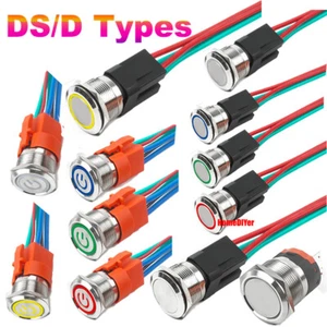 Waterproof Metal Push Button Switches Latching/Momentary LED Illuminated Switch - Picture 1 of 24