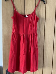 H&M Red Short Summer Dress With Shoestring Straps Size 10