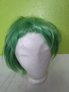 Fashion Short Light Green Straight Women Cosplay Anime Hair Wig Cap Beetlejuice - Picture 1 of 5