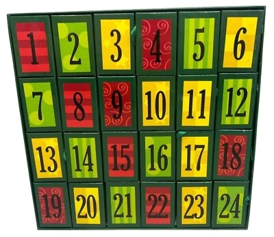 countdown to Christmas the matchbox advent calendar red green 12.5x12.5 READ - Image 1 of 4