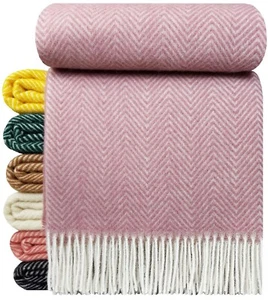 Wolldecke 100% Schurwolle Wohndecke Plaid Decke 140 x 200cm Tirol-M Altrosa - Bild 1 von 6