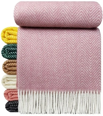 Wolldecke 100% Schurwolle Wohndecke Plaid Decke 140 x 200cm Tirol-M Altrosa - Bild 1 von 4