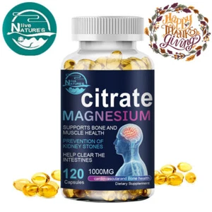 Magnesium Citrate 1000mg Capsules Super Strong Effective Capsules 120 Softgels - Picture 1 of 8