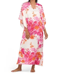 Caftán largo floral satinado NATORI (talla XL) - Imagen 1 de 2