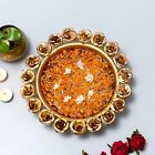 Metal Urli Bowl Shaped For Diwali Home Decor Showpiece Metallic Urli With Rose